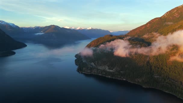 Légi Kilátás Tengerre Sky Highway Howe Hangok Fjordok Squamish Vancouver — Stock videók