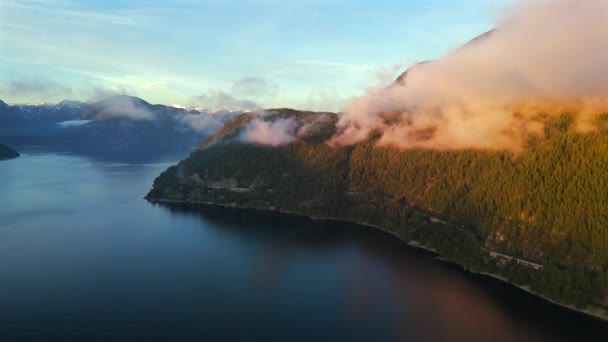 Vista Aerea Sulla Sea Sky Highway Howe Sounds Fiordi Tra — Video Stock