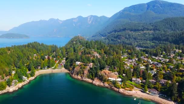 Widok Lotu Ptaka Zatokę Horseshoe Zachodnim Vancouver Wspaniały Krajobraz Górami — Wideo stockowe