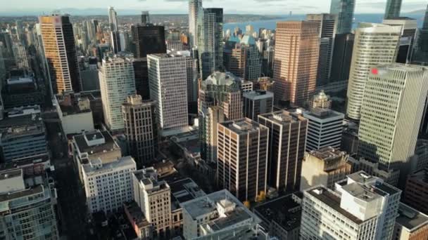 Úžasný Letecký Pohled Mrakodrapy Centru Vancouveru Britská Kolumbie Kanada — Stock video