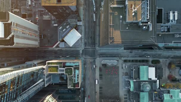 Aerial Birds Eye Overhead Top View Streets Crossing Avenue Tall — Stock Video