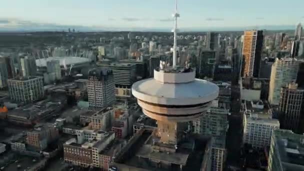 Αεροφωτογραφία Του Vancouver Lookout Στο Harbour Centre Βρετανική Κολομβία Καναδάς — Αρχείο Βίντεο