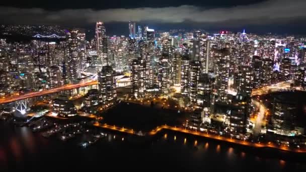 Ohromující Časová Prodleva Centru Vancouveru Noci Britská Kolumbie Kanada — Stock video
