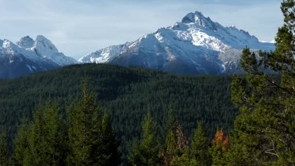 Luchtfoto Van Besneeuwde Bergen Met Gletsjers Bij Squamish British Columbia — Stockvideo