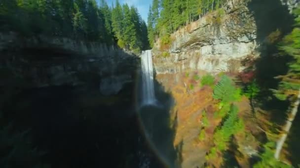 Unusual Aerial View Brandywine Falls Filmed Fpv Drone Fast Maneuverale Royalty Free Stock Video