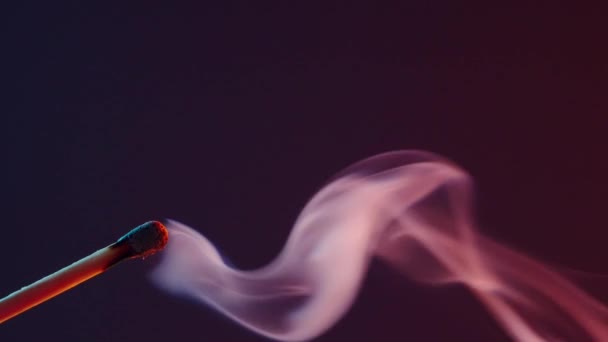 Fumaça Branca Fósforo Extinto Fundo Escuro Câmera Lenta — Vídeo de Stock