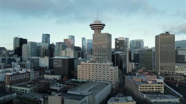 Vista Aérea Del Mirador Vancouver Harbour Centre Columbia Británica Canadá — Vídeos de Stock