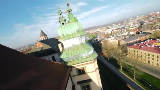 Wendiger Flug Das Königliche Schloss Wawel Frühen Morgen Morgengrauen Hintergrund — Stockvideo