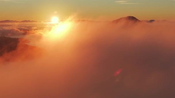 Flygfoto Över Havet Landskapet Norr Vancouver Vid Den Vackra Solnedgången — Stockvideo