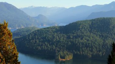 Deep Cove Bay 'deki Burnaby Dağ Parkı' ndan hava görüntüsü. Vancouver, British Columbia, Kanada.