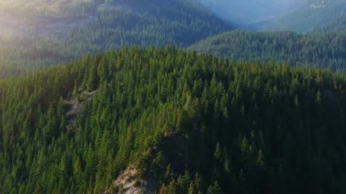 Çarpıcı dağ manzarasının havadan görünüşü. Vancouver yakınlarında çekilmiş, British Columbia, Kanada. Doğa Arkaplanı.