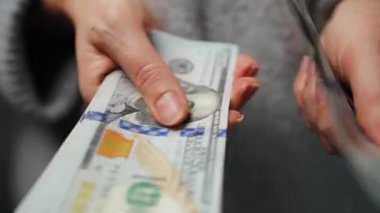 Amerikan Doları 'nı sayan bir kadın, yakın plan. Yatırım, başarı, finansal beklentiler veya kariyer ilerlemesi kavramı.