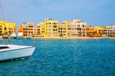 View of new marina and boats in El Gouna city. Egypt
