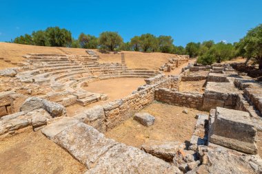 View to amphitheater at the ancient city of Aptera. Crete, Greece