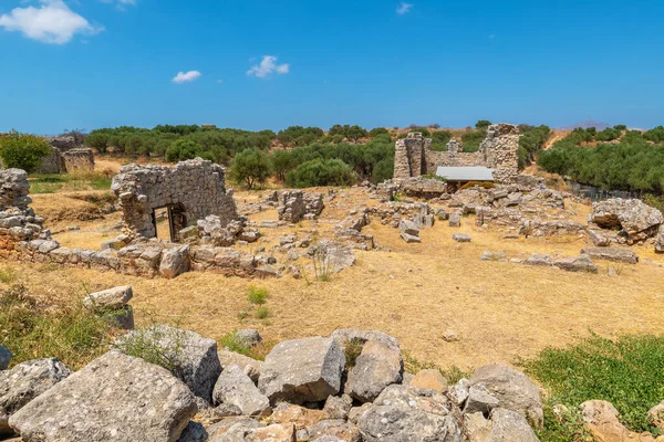 Landscape of ancient Aptera archaeological site. Crete, Greece 