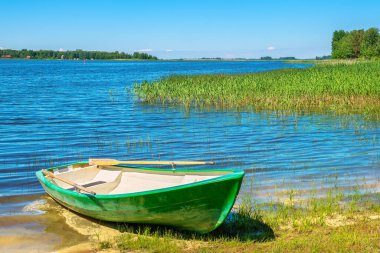 Boat at the coast of the Varska bay. Lake Peipus, Estonia, Baltic States