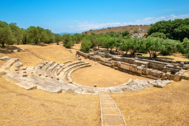 View to amphitheater at the ancient city of Aptera. Crete, Greece