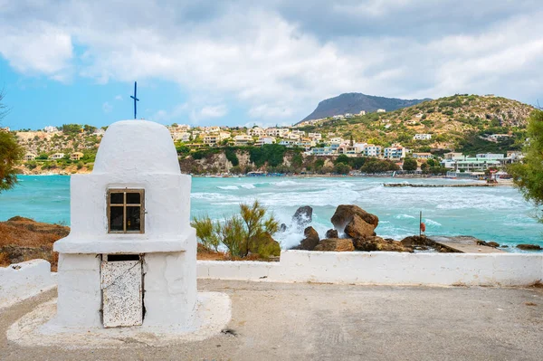 Uitzicht Almyrida Bay Een Winderige Dag Almyrida Kreta Griekenland — Stockfoto