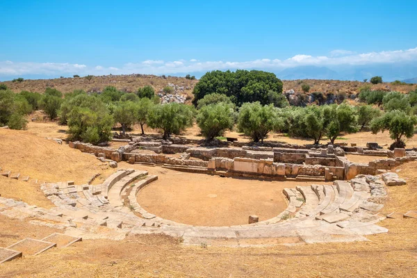 Zicht Geruïneerd Amfitheater Aptera Oude Stad Kreta Griekenland — Stockfoto