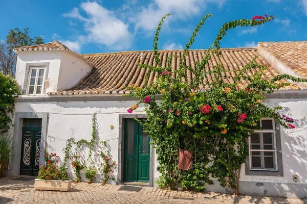 Fassade Eines Kleinen Steinhauses Alten Faro Algarve Portugal — Stockfoto