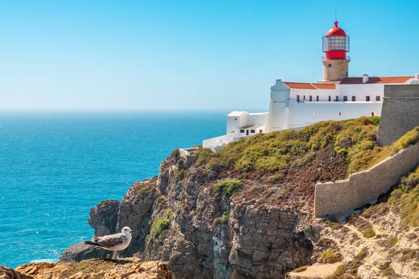 Scenic View Lighthouse Cape Saint Vincent Cabo Sao Vicente Sagres — Stock Photo, Image