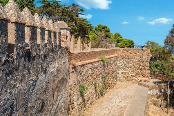 Defensive Wall Gibralfaro Castle Castillo Gibralfaro Malaga Andalusia Spain — Stock Photo, Image