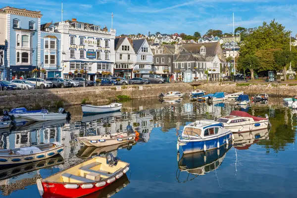 Dartmouth Devon England Oktober 2023 Blick Auf Kleinen Hafen Umgeben Stockbild