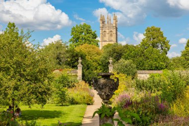 Oxford Botanik Bahçesi 'ne Magdalen Kulesi' nin olduğu yere bakın. Oxford, İngiltere