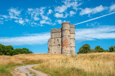 Newbury 'deki Donnington Kalesi' nin ortaçağ duvarlarına bakın. Berkshire, İngiltere