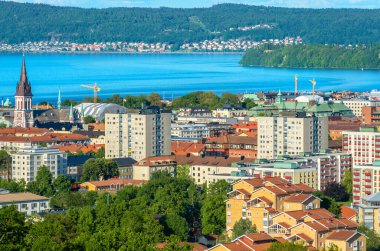 View to Jonkoping, town on southern shore of lake Vattern. Smaland, Sweden clipart