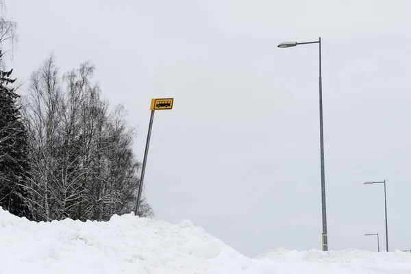 Bus Stop City Winter Cloudy Day Somewhere Finland — Stockfoto