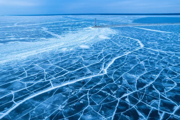 Вид Воздуха Замерзшее Озеро Лед Беспилотника Концепция Фоновой Текстуры — стоковое фото
