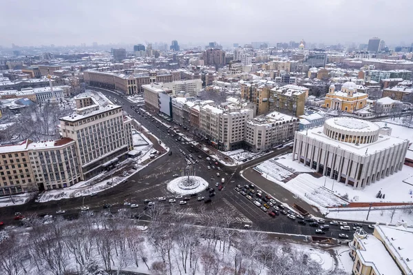 Widok Dniepr Szklanego Mostu Słoneczny Zimowy Dzień Kijów Ukraina — Zdjęcie stockowe