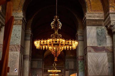 İstanbul, Türkiye - 21 Nisan 2017: İç Ayasofya, Aya Sofya Müzesi, İstanbul Türkiye