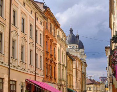 Lviv Old City architecture in the summer sunny day