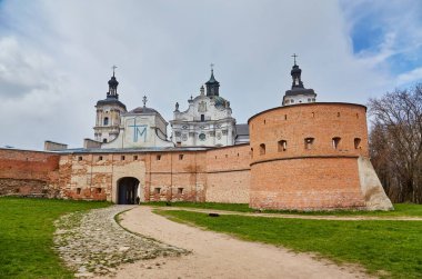 The exterior of the church facade in the old monastery of the Order of the Discalced Carmelites, Berdichev, Ukraine.