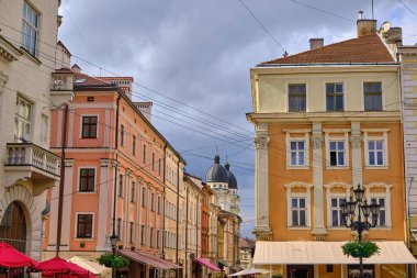 Lviv Old City architecture in the summer sunny day