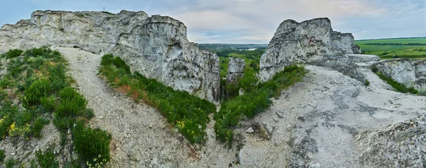 Sunrise Upper Cretaceous Rocky Outcrop Village Belokuzminovka Ukraine — Zdjęcie stockowe