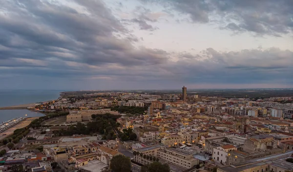 Vista Aérea Del Dron Castello Svevo Región Trani Barletta Apulia —  Fotos de Stock