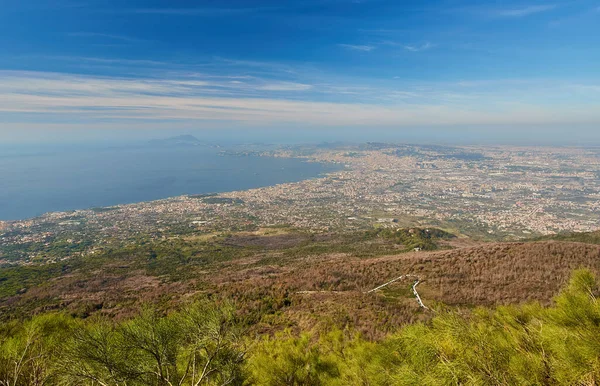 Vista Panoramica Dal Vulcano Vesuvio Sul Golfo Napoli Provincia Napoli — Foto Stock
