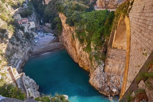 Furore Fjord Och Bro Amalfikusten Salerno Italien — Stockfoto