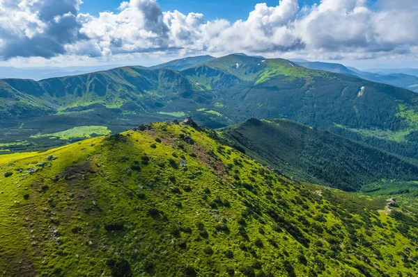 Peaceful scene of misty mountains. Location place of Carpathians mountains, Ukraine, Europe. Aerial photography, top view drone shot. Discover the beauty of earth.