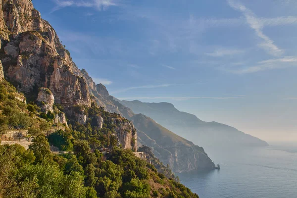 Costiera Amalfitana Italia Vista Panoramica Mozzafiato Conca Dei Marini Lungo — Foto Stock