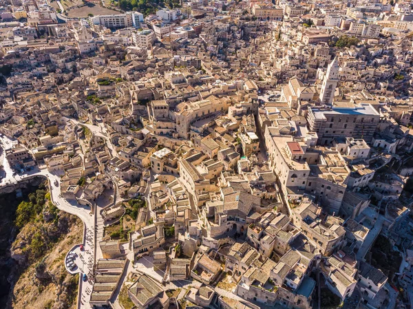 Αεροφωτογραφία Matera Θεαματική Πόλη Φαράγγι Ιταλία — Φωτογραφία Αρχείου