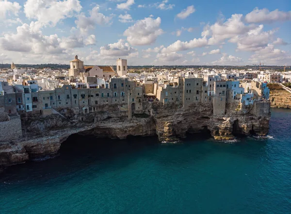 Aerial View Polignano Mare Old Town Small City Coast Facing — Stock fotografie