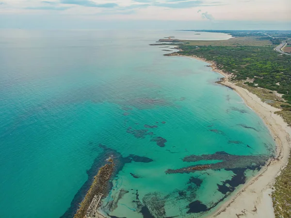 Aerial View Torre Guaceto Natural Reserve Apulia — 图库照片