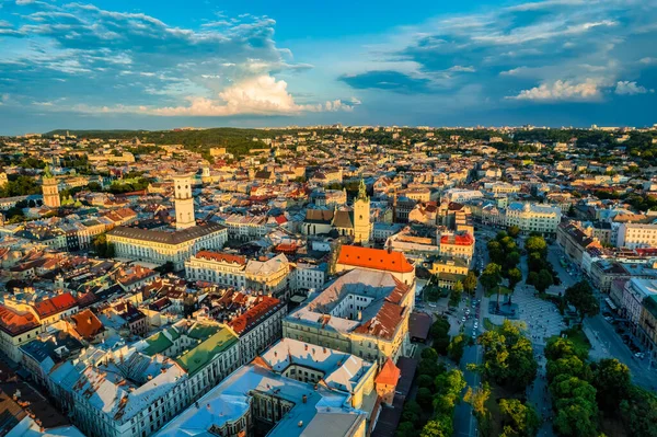 Telhados Cidade Velha Lviv Ucrânia Durante Dia Atmosfera Mágica Cidade — Fotografia de Stock
