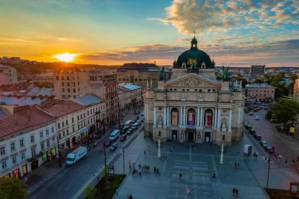 Lviv Historival Pusat Kota Langit Saat Matahari Terbenam Ukraina Stok Foto