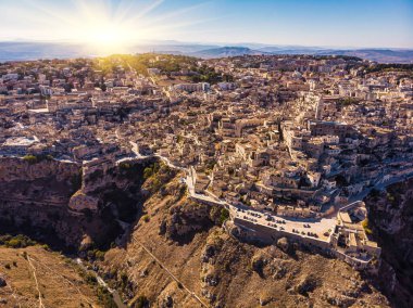 Matera 'nın İtalya' daki hava manzarası, Unesco dünya mirası