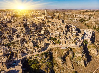 Matera 'nın İtalya' daki hava manzarası, Unesco dünya mirası